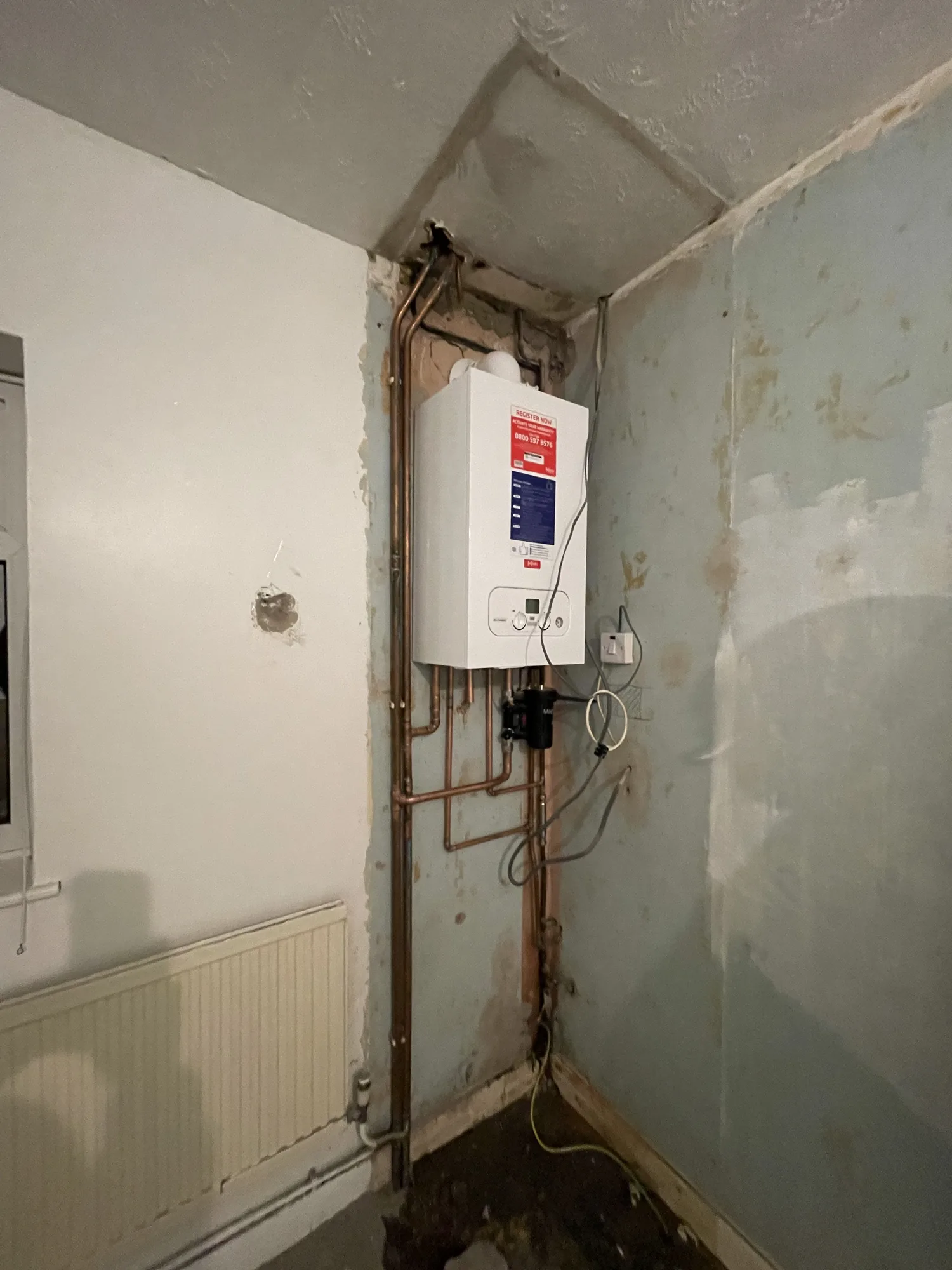 A new combi boiler fitted partway through a full property renovation.